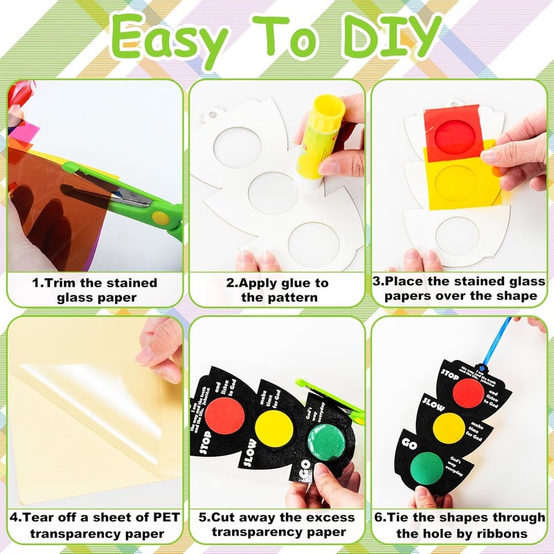 EggSun 36 Sets Bible Traffic Light Suncatchers Crafts for Kids Ornaments Stained Glass Window Arts and Crafts Kit for Sunday School Holiday Birthday Projects Home Christian Decorations Ages 4 8 12 - Image 4